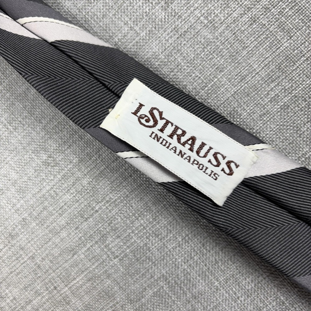 Vintage Givenchy Paris Tie Mens One Size Gray Striped Designer Skinny Woven - Picture 5 of 7